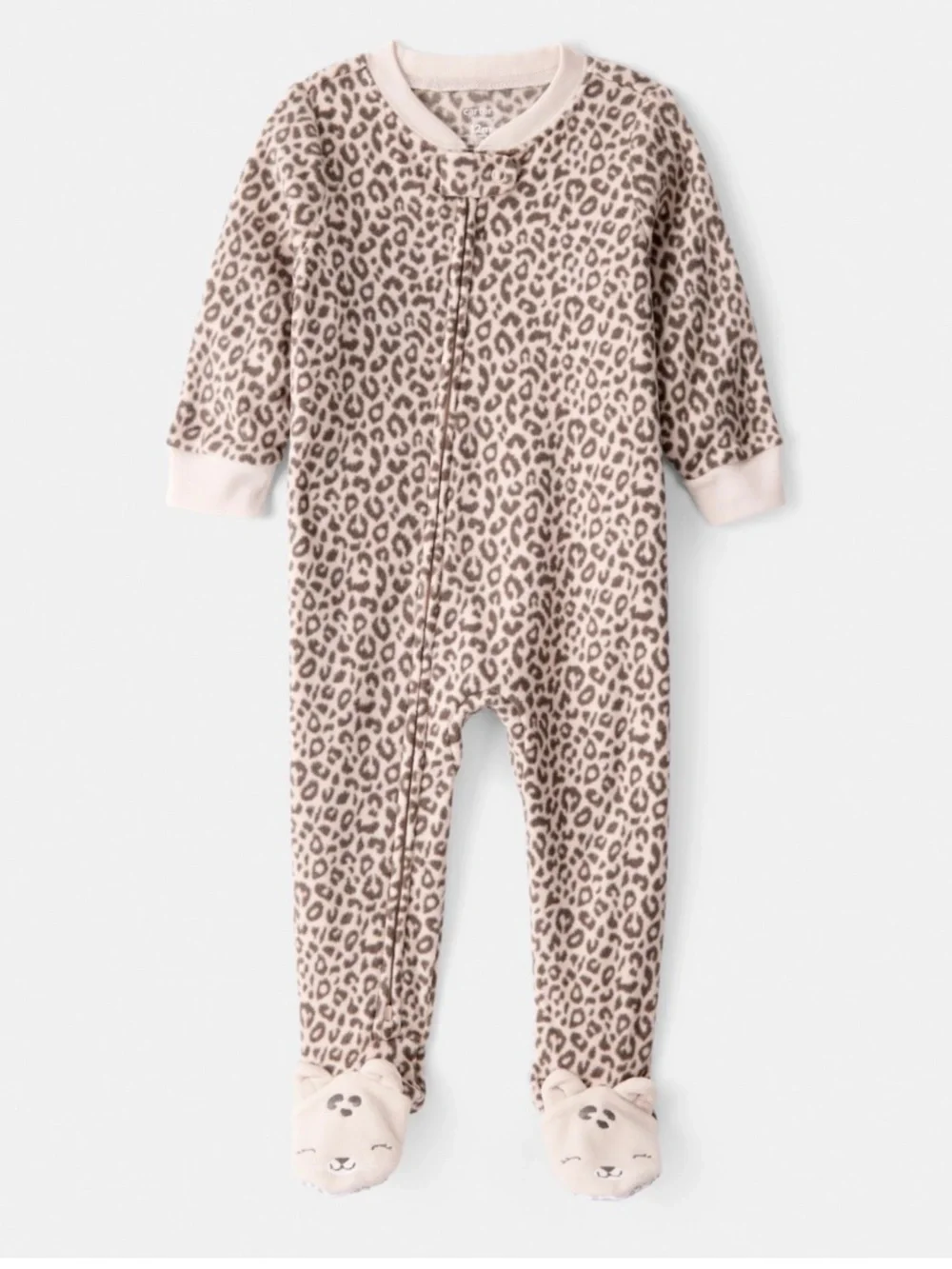 Carter's Leopard Print Zip footed pajamas size 4T